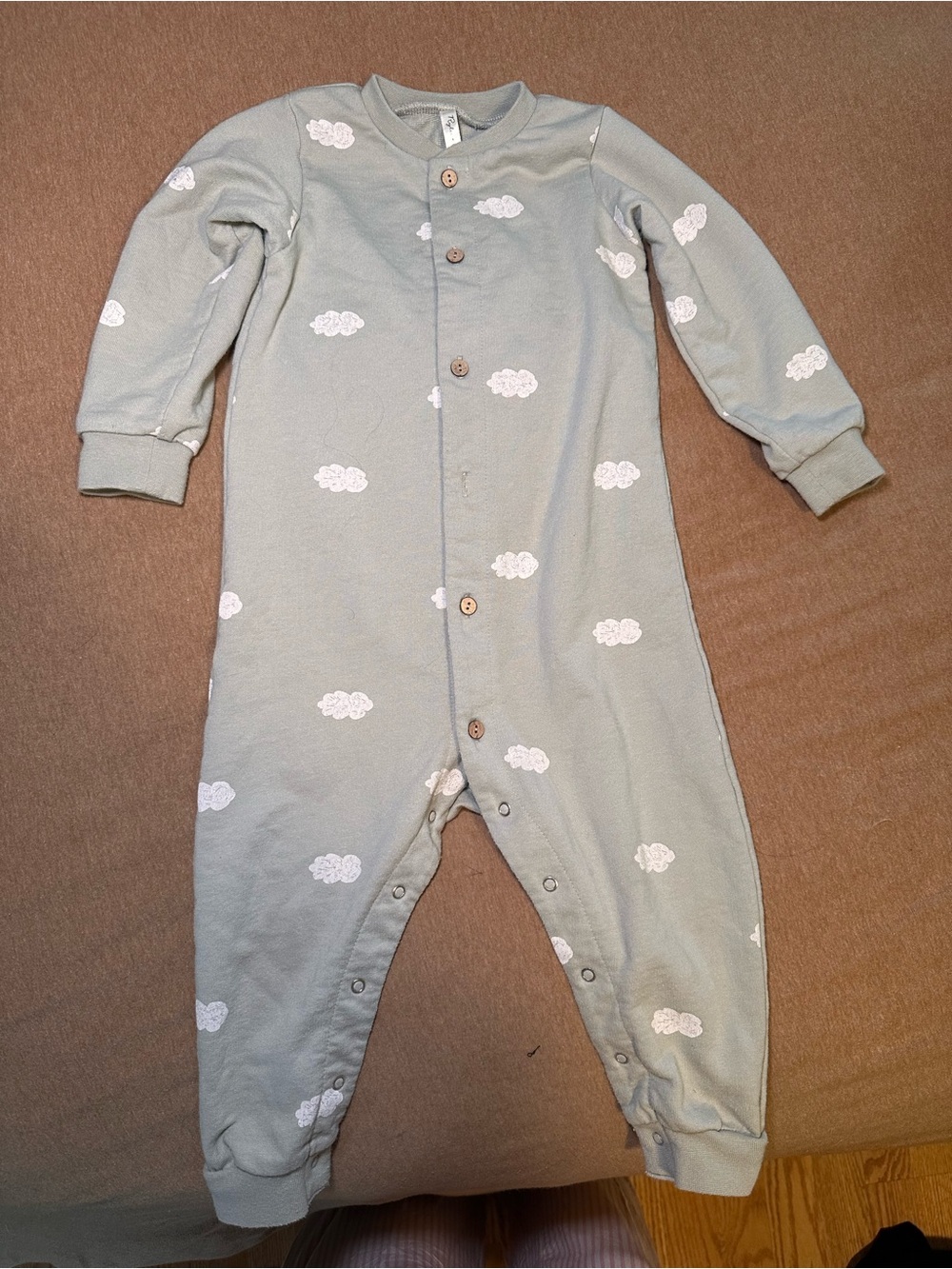 Kids Cloud-Print One-Piece Romper in Sage